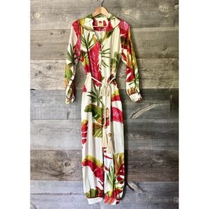 NWT Farm Rio Spring Forest Jumpsuit XS Tropical Linen Blend Slouchy As Seen On